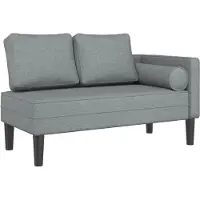 vidaXL Chaise longue met kussens stof lichtgrijs