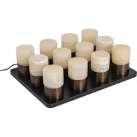 QAZQA Set van 12 tafellampen donker brons RGBW oplaadbaar incl. laadstation - Alessia