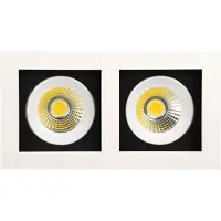BES LED LED Spot - Inbouwspot Dubbel - Rechthoek 16W - Warm Wit 2700K - Mat Wit Aluminium - Kantelbaar 185x100mm