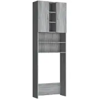 vidaXL Wasmachinekast 64x25,5x190 cm grijs sonoma eikenkleurig
