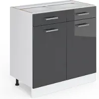 Vicco Keukenonderkast R-Line Antraciet Hoogglans 80 cm zonder werkblad, Model 29250