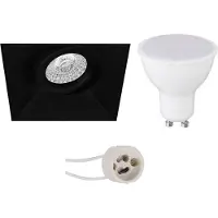 BES LED LED Spot Set - Pragmi Nivas Pro - GU10 Fitting - Inbouw Vierkant - Mat Zwart - 4W - Warm Wit 3000K - Trimless - Kantelbaar - 150mm