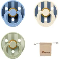 BIBS studio fopspenen maat 1 (0-6 maanden) Set 3 fopspenen + speenzakje - Block Steel Blue, Block Sage, Block Sky Blue