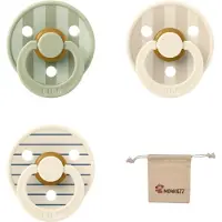 BIBS studio fopspenen maat 1 (0-6 maanden) Set 3 fopspenen + speenzakje - Block Ivory/Vanilla, Block Sage, Pin Ivory/Steel Blue