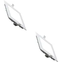 BES LED LED Downlight Slim 2 Pack - Inbouw Vierkant 6W - Helder/Koud Wit 6400K - Mat Wit Aluminium - 113.5mm