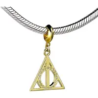 The Carat Shop Harry Potter Sterling Silver Gold Plated Deathly Hallows slider charm with Crystal Elements