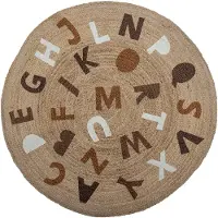 Bloomingville Dinne jute vloerkleed Ø130 cm Alfabet