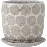 Bloomingville Felan Deco Bloempot met Schotel, Wit, Terracotta