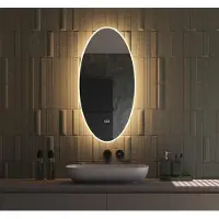 Schaere Ovale badkamerspiegel met directe en indirecte verlichting, verwarming, instelbare lichtkleur en dimfunctie 45×90 cm
