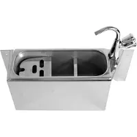 CombiSteel IJSLEPEL SPOELBAK met KRAAN 380X120X150 met WATERAFVOERGAT - WATERAANSLUITING en STANDPIJP - 7108.0020 - Horeca & Professioneel
