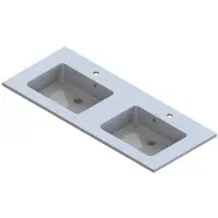 Van Marcke GO Selal 2 meubelwastafel 1200x500x20mm kunstmarmer 2 verzonken wasbakken wit 2 overlopen 2 kraangaten 928336