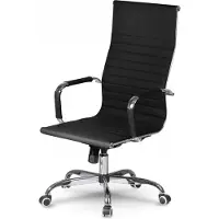 Sofotel Tokio - Bureaustoel - Modern Design - Zwart Eco-leder - Chromen Accenten
