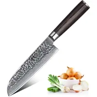 Xinzuo B1H Series – Santokumes – Professioneel – Gehamerd Damascus staal (67 laags met kern van 10Cr15CoMoV) – Vlijmscherp keukenmes – Inclusief geschenkdoos