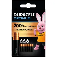 Duracell Set van 6 batterijen Optimum AA 1.5V LR06 Alkaline Zwart