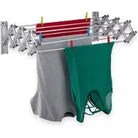 Relaxdays wanddroogrek inklapbaar - 8 m - uitschuifbaar - aluminium - 27 x 95 x 60 cm - zilver