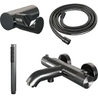Brauer Gunmetal Carving thermostatische badkraan gunmetal geborsteld PVD set 3