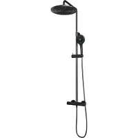 Brauer Gunmetal Edition opbouw thermostatische regendouche SET 04 met 30 cm douchekop en 3-standen handdouche en doucheslang gunmetal geborsteld PVD