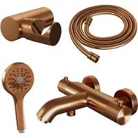 Brauer Copper Carving thermostatische badkraan koper geborsteld PVD set 4