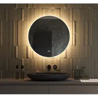 Schaere Ronde badkamerspiegel met directe en indirecte verlichting, verwarming, instelbare lichtkleur en dimfunctie 70×70 cm