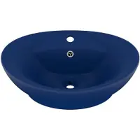 vidaXL Luxe wastafel met overloop, mat donkerblauw, 58,5x39 cm, keramiek