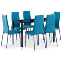 vidaXL 7-delige Eethoek blauw