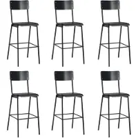 vidaXL Barstoelen 6 st massief multiplex staal zwart