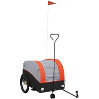 vidaXL Fietstrailer 45 kg ijzer zwart en oranje