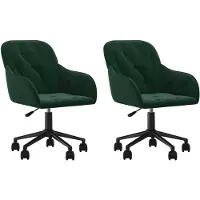 vidaXL Eetkamerstoelen draaibaar 2 st fluweel donkergroen