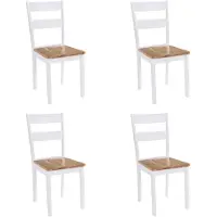 vidaXL Eetkamerstoelen 4 st massief rubberwood wit