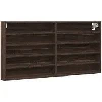 vidaXL Vitrinekast 100x8,5x50 cm bewerkt hout bruin eikenkleurig