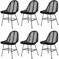 vidaXL Eetkamerstoelen natuurlijk rattan zwart 6 st online kopen