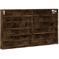 vidaXL Vitrinekast 100x8,5x58 cm bewerkt hout gerookt eikenkleurig
