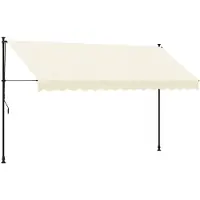 vidaXL Luifel uittrekbaar 350x150 cm stof en staal crèmekleurig