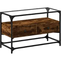vidaXL Tv-meubel met glazen blad 80x35x51 cm hout gerookt eikenkleurig