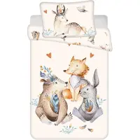 Jerry Fabrics BABY Dekbedovertrek, Bosdiertjes - 135 x 100 + 40 x 60 cm - Katoen