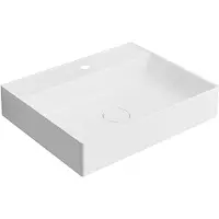 Sapho Twig wastafel inclusief afvoerdeksel 60x47cm, gekweekt marmer, wit