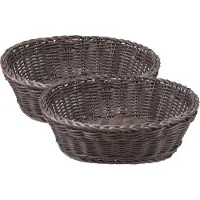 COSY&TRENDY 2x Stuks Ovale Broodmanden/serveermanden Bruin Kunststof L25 X B20 X H8 Cm - Broodmand