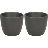 Floran 4x bloempot in kleur mat antraciet grijs keramiek voor kamerplant h19 x d22.5 cm- plantenpotten binnen