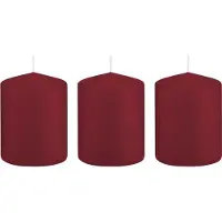 Trend Candles Cilinderkaars/stompkaars - 3x - bordeauxrood - 6 x 8 cm - 29 branduren - met brandvertragende folie