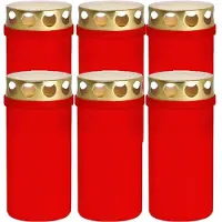 Trend Candles 6x Rode grafkaarsen/gedenklichten met deksel 6 x 12,6 cm 2 dagen - Gedenkkaars - Graflichten/herdenkingslichten