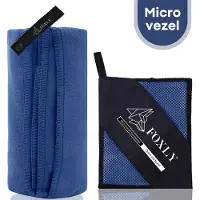 FOXLY Microvezel Handdoek 100x200 - Strandlaken - Badlaken - Reishanddoek Sneldrogend - Blauw