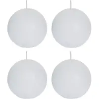 Spaas rustieke bolkaars - wit - 4x - D8 cm - 24 branduren - ronde kaarsen