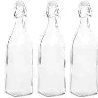 Hi Decoratie fles - 3x - 1 liter - met beugeldop - 8 x 32 cm - glas - cadeau fles
