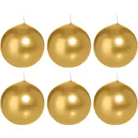 Trend Candles Bolkaars glad - 6x - goud - 8 cm - 25 branduren - ronde kaarsen