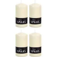 Spaas Cilinderkaars/stompkaars - ivoorwit - 4x - 6 x 10 cm - 25 branduren - horeca kaarsen