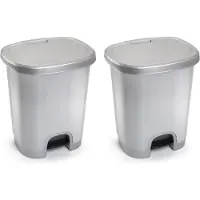 PlasticForte Pedaalemmer - Set van 2x stuks - zilver - 18 liter - 33x28x40 cm - kunststof - prullenbak