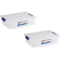 PlasticForte Opbergbox met deksel - 6x stuks - 5 liter - organizer - transparant - opberger - 26 x 40 x 8,5 cm