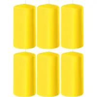 Enlightening Candles 6x Gele cilinderkaarsen/stompkaarsen 6 x 15 cm 58 branduren - Geurloze kaarsen geel - Woondecoraties