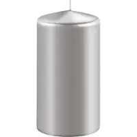 Enlightening Candles Cilinder stompkaars - zilver - D6 x H10 cm - 36 branduren - Dikke kaarsen - Voor kandelaar of plateau