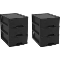 Eda Ladekast/bureau organizer A5 - 3x lades stapelbaar - zwart - L19 x B26 x H25 cm - Ladeblokken